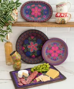 Natural Life HOME & LIVING Folk Flower Wood Platter