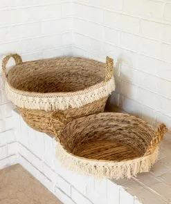 Natural Life Macrame Fringe Basket