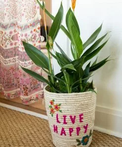 Natural Life Back To Campus Hand Embroidered Basket