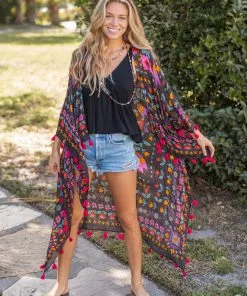 Natural Life NEW & TRENDING Border Kimono