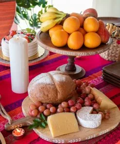 Natural Life Carved Wooden Cake Stand HOME & LIVING