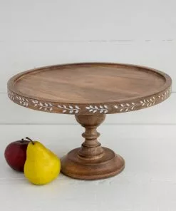 Natural Life Carved Wooden Cake Stand HOME & LIVING