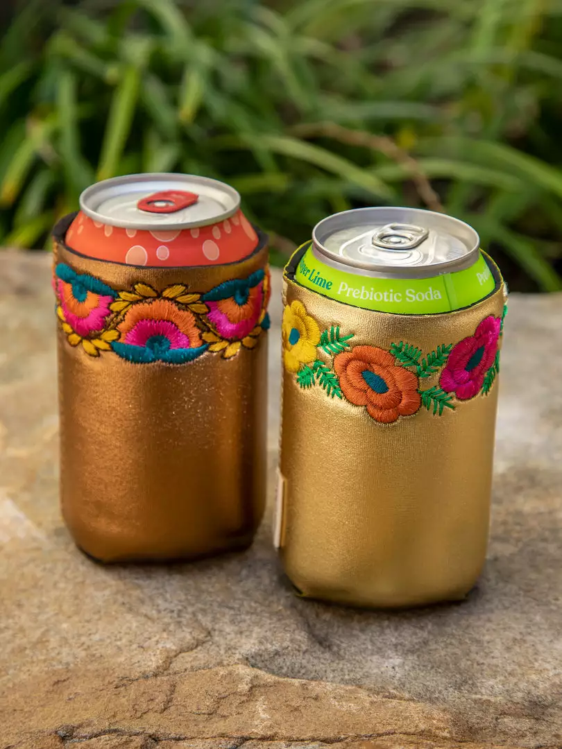Natural Life Embroidered Drink Cozie Set 3 Natural Life Embroidered Drink Cozie Set