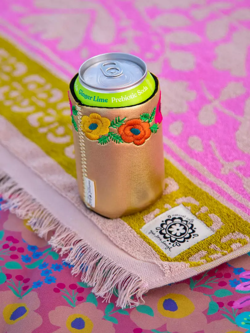 Natural Life Embroidered Drink Cozie Set 6 Natural Life Embroidered Drink Cozie Set