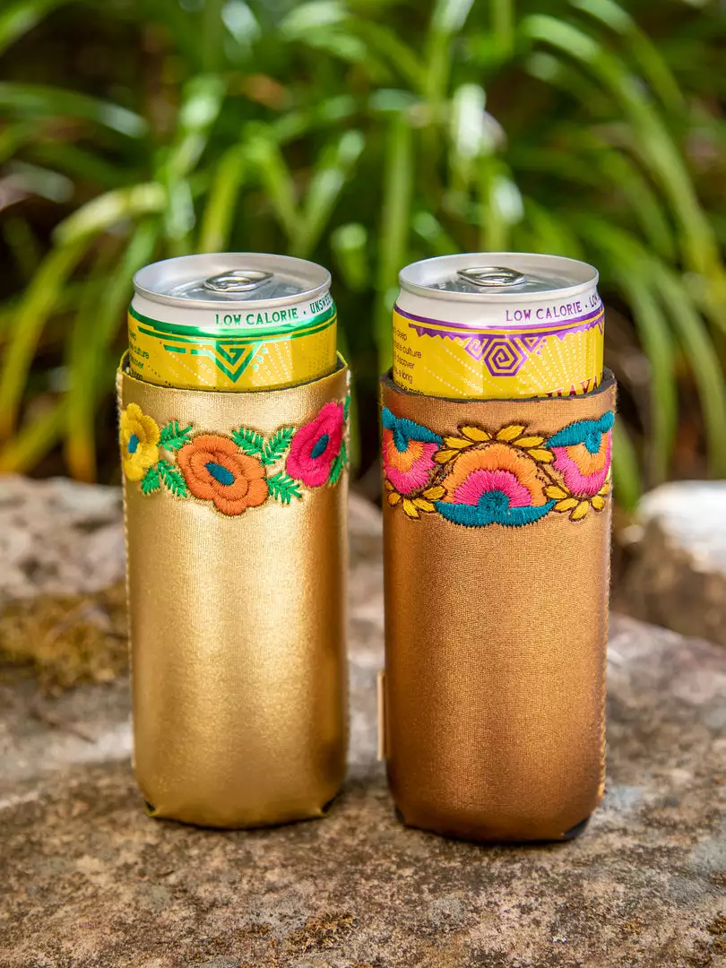 Natural Life Embroidered Drink Cozie Set 8 Natural Life Embroidered Drink Cozie Set