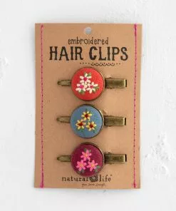 Natural Life Embroidered Hair Clip Set