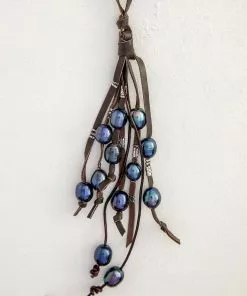 Natural Life Leather & Black Pearl Boho Necklace