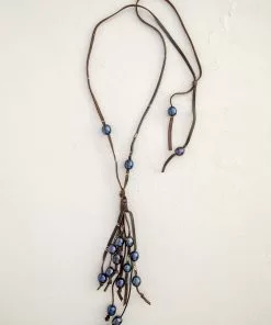 Natural Life Leather & Black Pearl Boho Necklace
