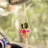 Natural Life Macrame Faux Succulent Car Charm