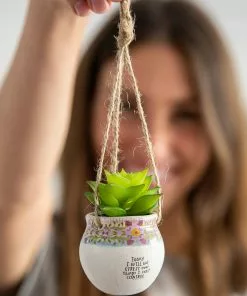 Natural Life Mini Hanging Faux Succulent
