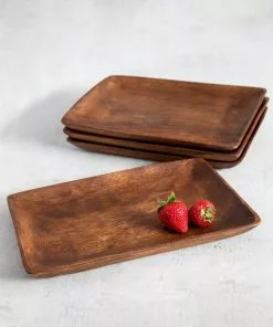 Natural Life Set Of 4 Wooden Plates