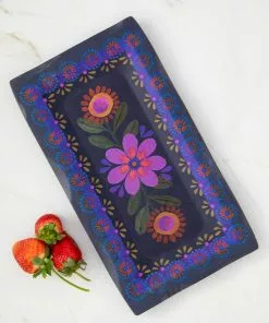 Natural Life HOME & LIVING Folk Flower Wood Platter