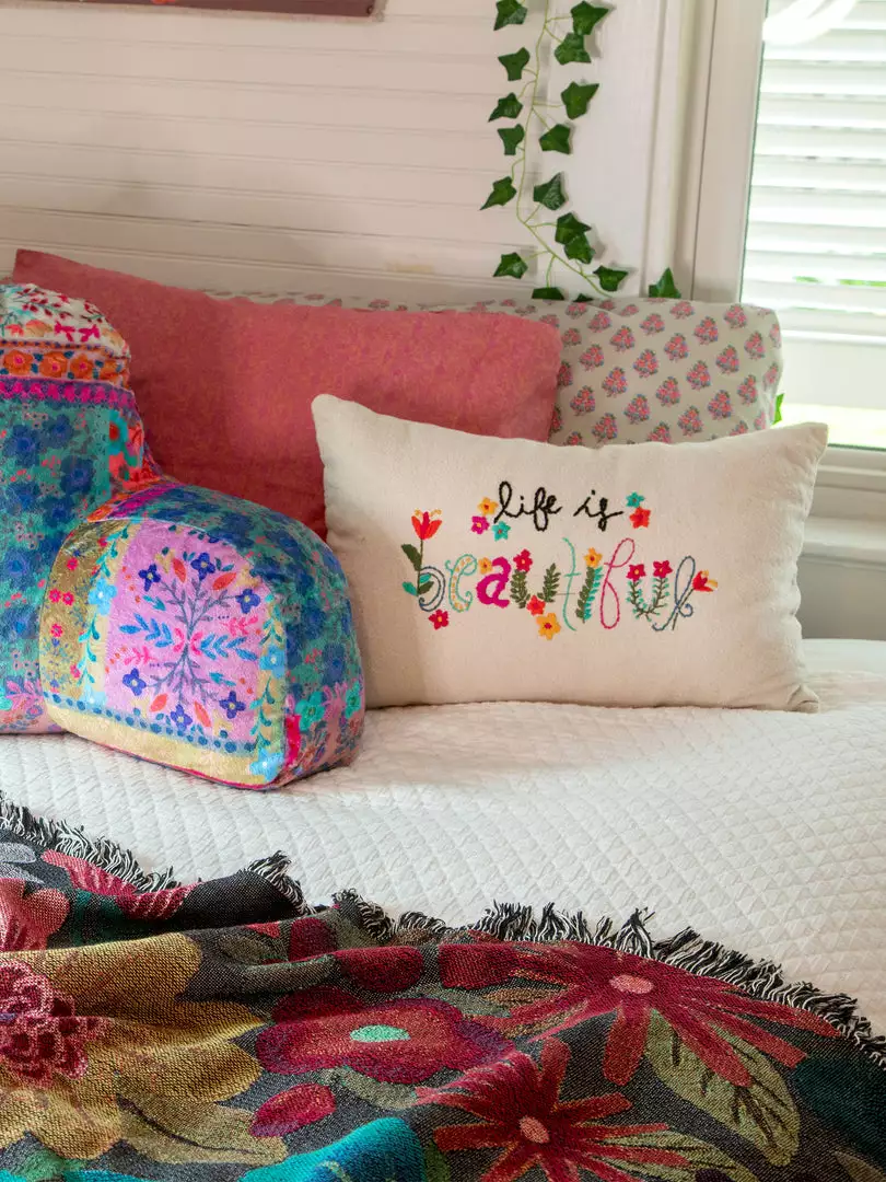 Natural Life Hand Embroidered Pillow NEW & TRENDING 12 Natural Life Hand Embroidered Pillow NEW & TRENDING