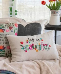 Natural Life Hand Embroidered Pillow NEW & TRENDING 33 Natural Life Hand Embroidered Pillow NEW & TRENDING