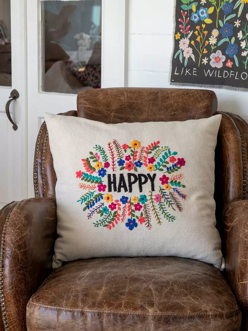 Natural Life Hand Embroidered Pillow NEW & TRENDING 14 Natural Life Hand Embroidered Pillow NEW & TRENDING