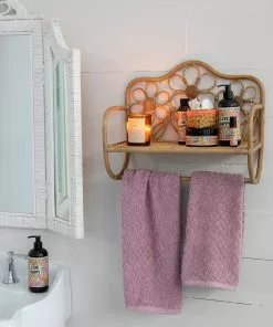 Natural Life Floral Rattan Wall Shelf