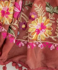 Natural Life Embroidered Pom Pom Scarf SUMMER SHOP 19 Natural Life Embroidered Pom Pom Scarf SUMMER SHOP