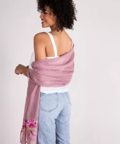 Natural Life Embroidered Pom Pom Scarf SUMMER SHOP 20 Natural Life Embroidered Pom Pom Scarf SUMMER SHOP