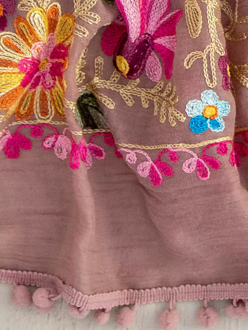 Natural Life Embroidered Pom Pom Scarf SUMMER SHOP 9 Natural Life Embroidered Pom Pom Scarf SUMMER SHOP