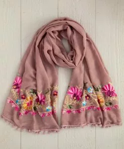 Natural Life Embroidered Pom Pom Scarf SUMMER SHOP 21 Natural Life Embroidered Pom Pom Scarf SUMMER SHOP