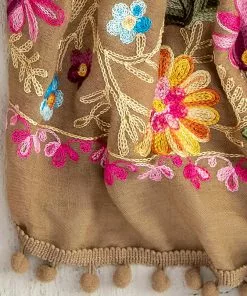 Natural Life Embroidered Pom Pom Scarf SUMMER SHOP 28 Natural Life Embroidered Pom Pom Scarf SUMMER SHOP