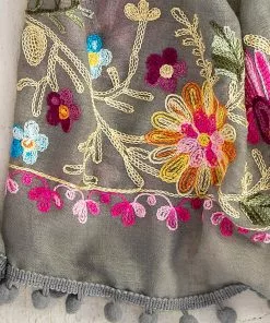 Natural Life Embroidered Pom Pom Scarf SUMMER SHOP 31 Natural Life Embroidered Pom Pom Scarf SUMMER SHOP