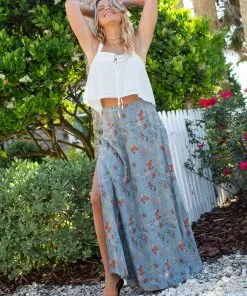 Natural Life Ginger Side Slit Maxi Skirt