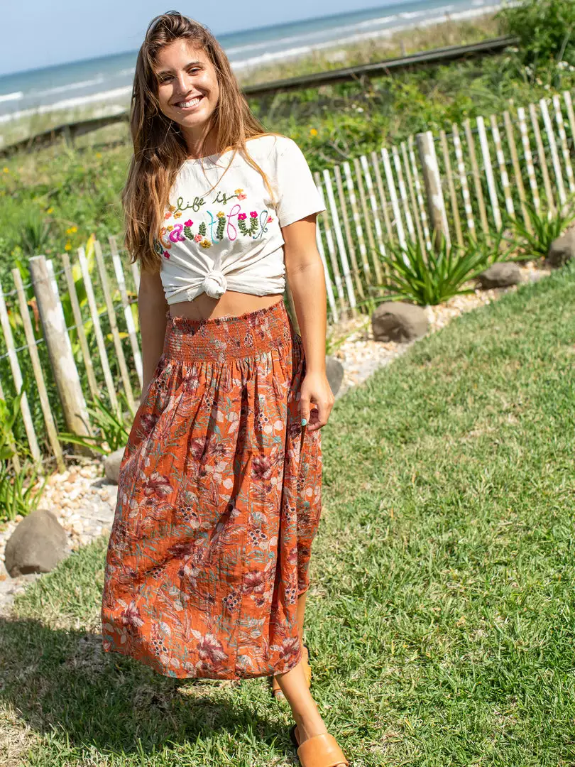 Natural Life Meadow Smocked Midi Skirt 3 Natural Life Meadow Smocked Midi Skirt