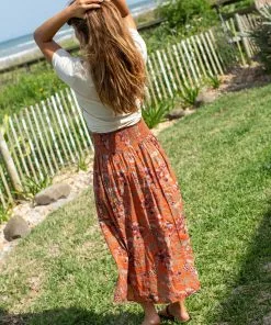 Natural Life Meadow Smocked Midi Skirt