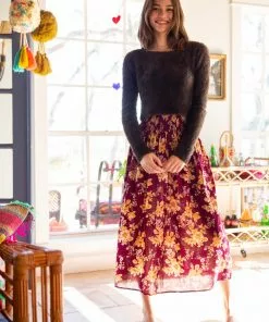 Natural Life Meadow Smocked Midi Skirt 20 Natural Life Meadow Smocked Midi Skirt