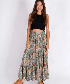 Natural Life Printed Satin Hanna Maxi Skirt NEW & TRENDING