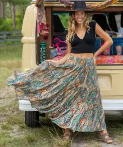 Natural Life Printed Satin Hanna Maxi Skirt NEW & TRENDING