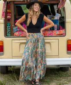 Natural Life Printed Satin Hanna Maxi Skirt NEW & TRENDING