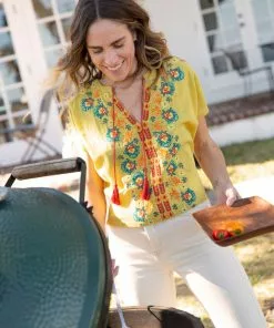 Natural Life Embroidered Tassel Top SUMMER SHOP