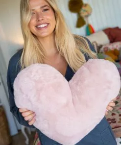 Natural Life Back To Campus Faux Fur Heart Pillow